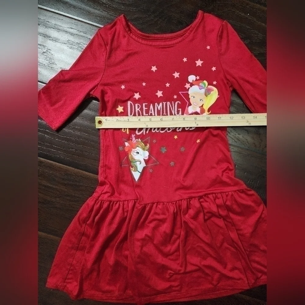 JoJo Siwa Girls Red Unicorn Christmas Dress Med